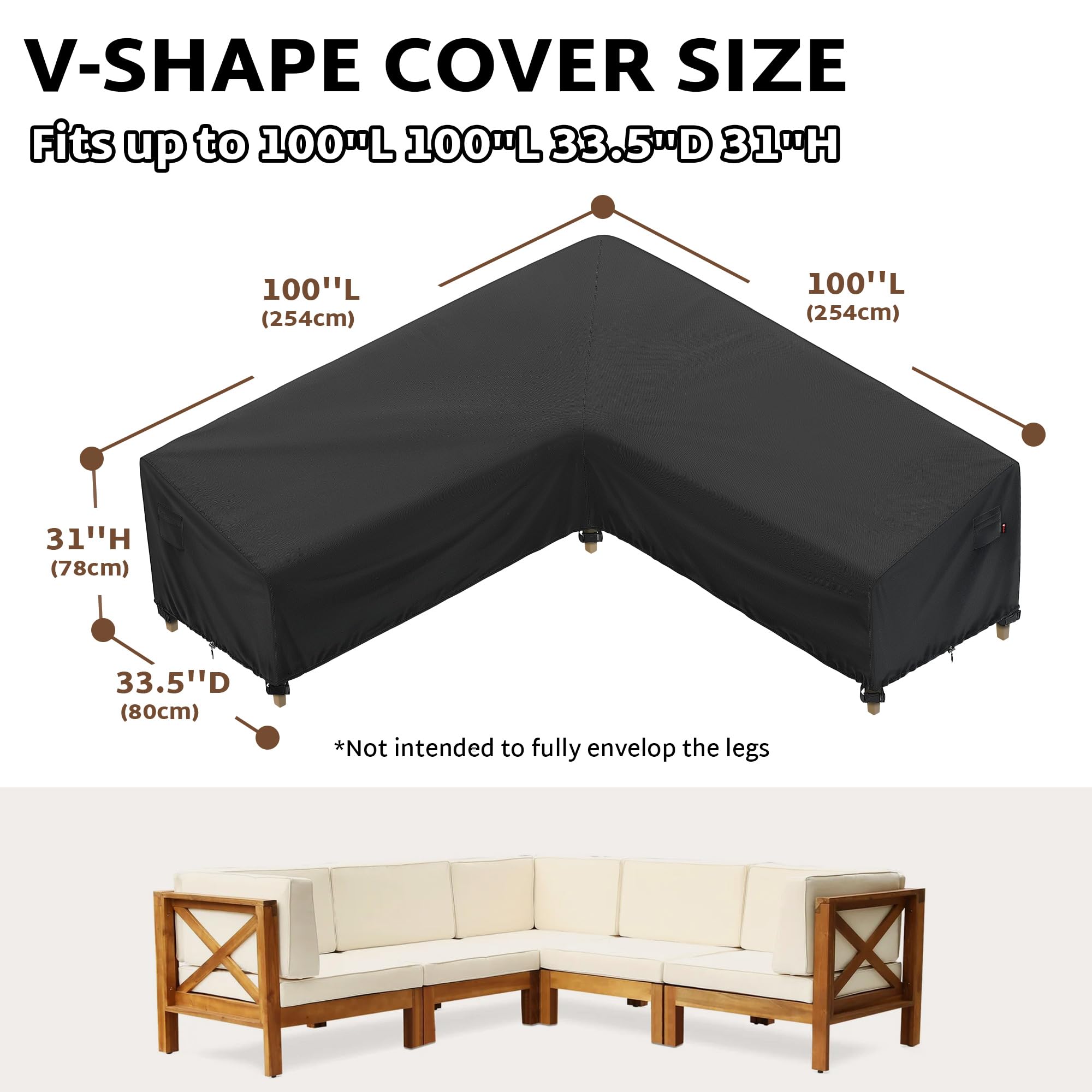 Amazon.com : iBirdie Outdoor Sectional Cover fit 100 x 100 inch